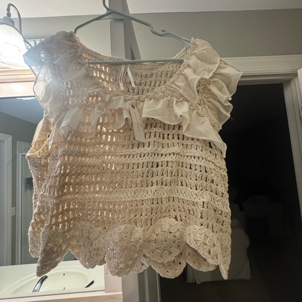 Anthropologie Crocheted Cropped Top NWT